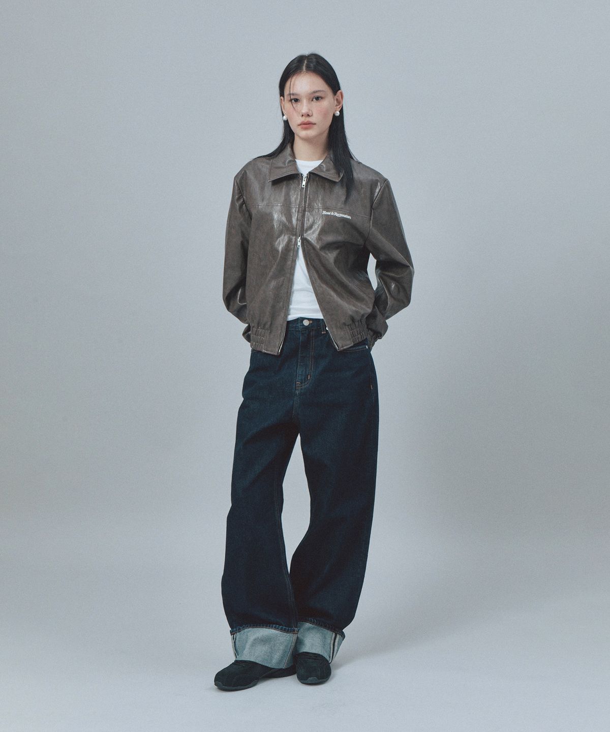레스트앤레크레이션(REST&RECREATION) FAUX LEATHER BLOUSON - BROWN