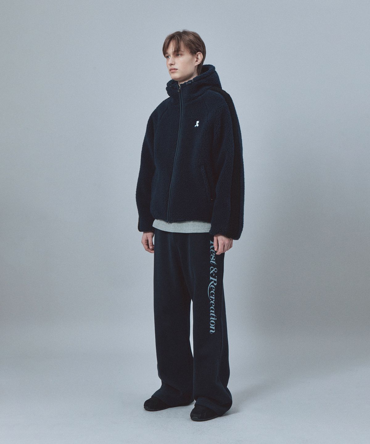 레스트앤레크레이션(REST&RECREATION) FLEECE HOOD ZIP-UP - NAVY