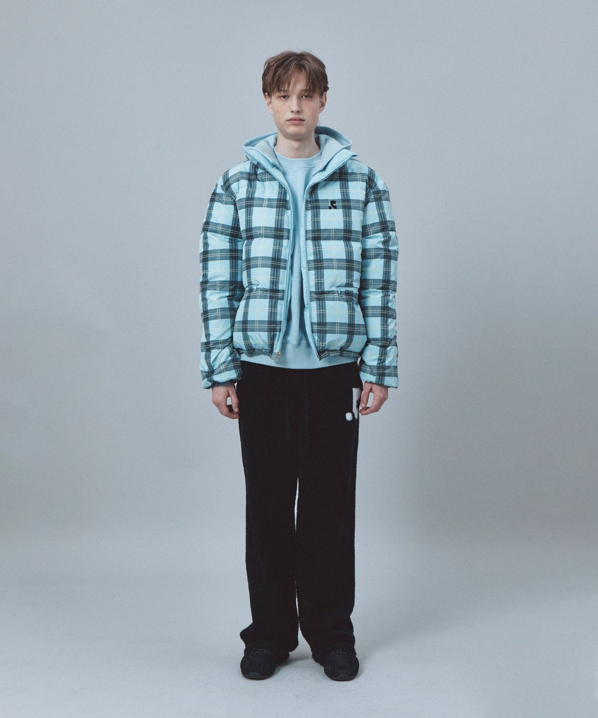 레스트앤레크레이션(REST&RECREATION) REVERSIBLE CHECK DOWN JACKET - SKY BLUE