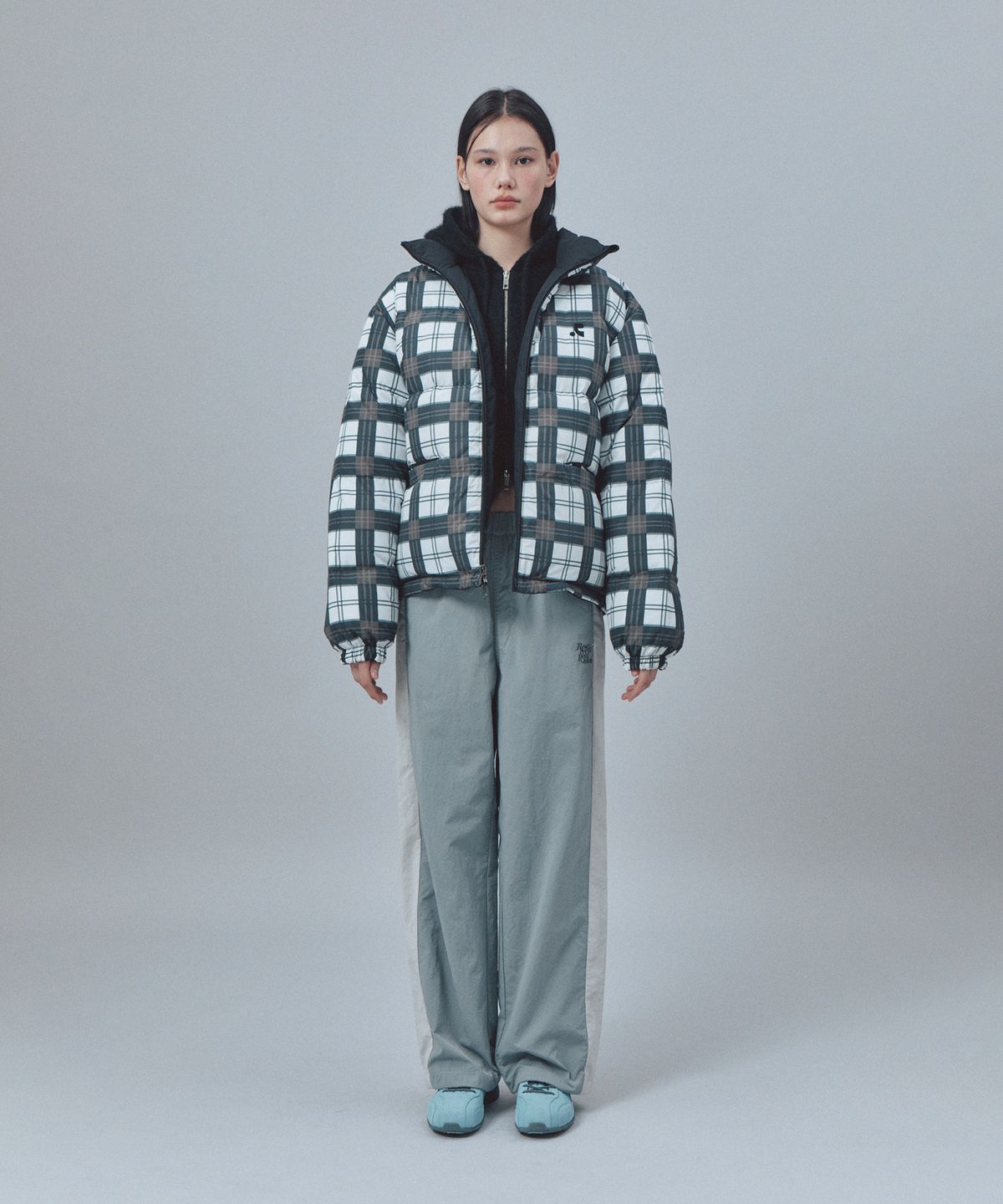 레스트앤레크레이션(REST&RECREATION) REVERSIBLE CHECK DOWN JACKET - BLACK