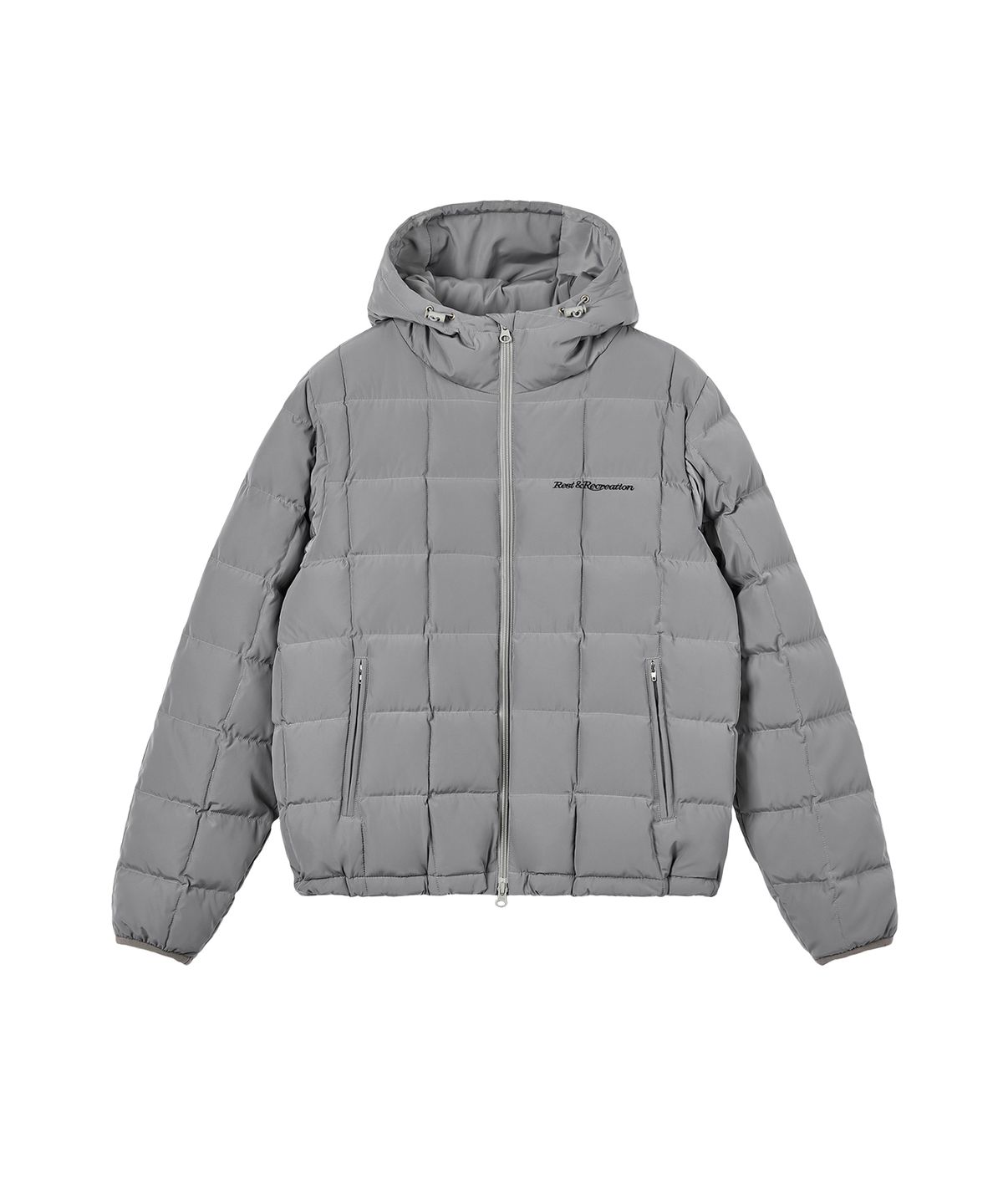 레스트앤레크레이션(REST&RECREATION) SQUARE QUILTED HOOD DOWN JACKET - GREY