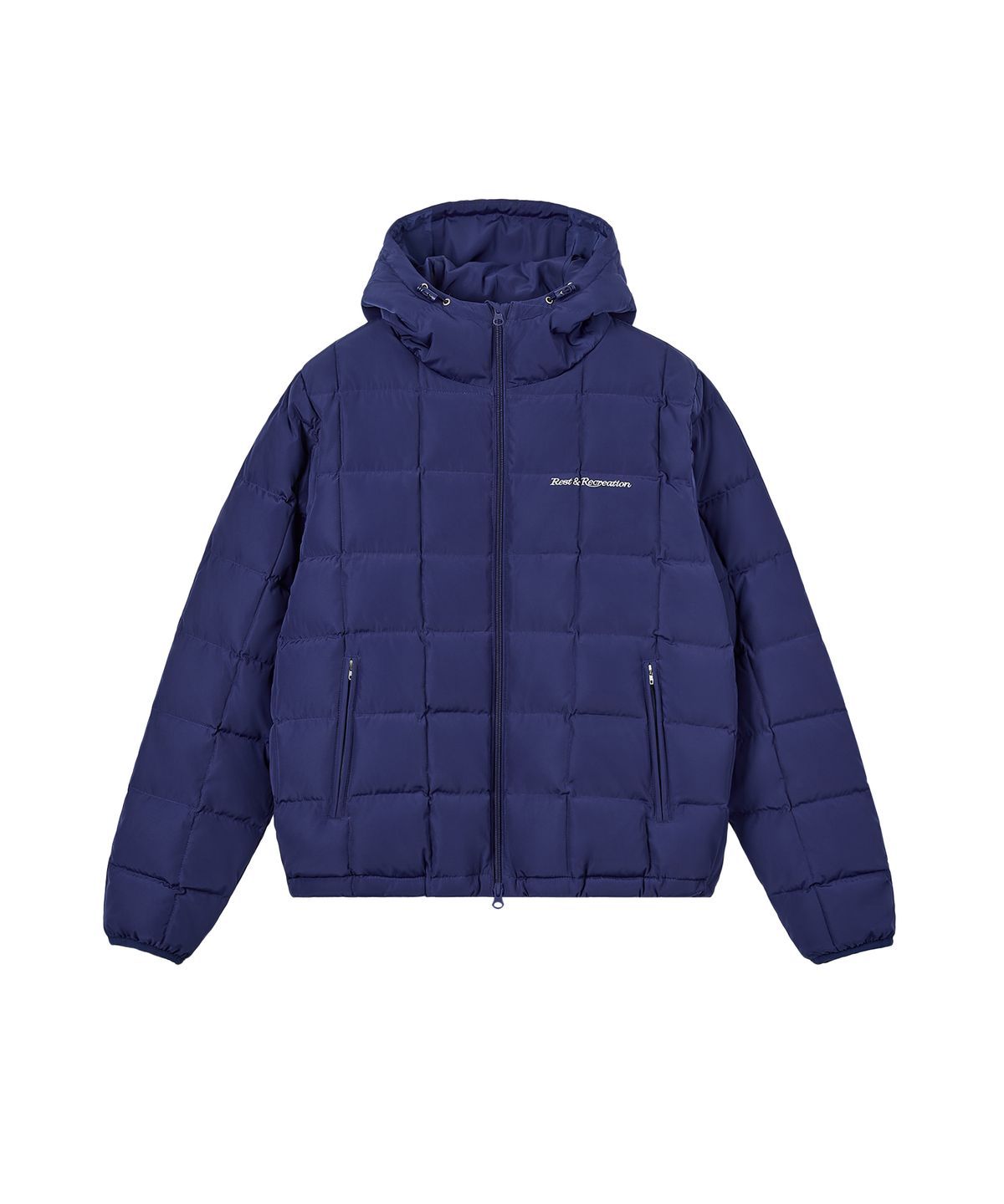 레스트앤레크레이션(REST&RECREATION) SQUARE QUILTED HOOD DOWN JACKET - BLUE