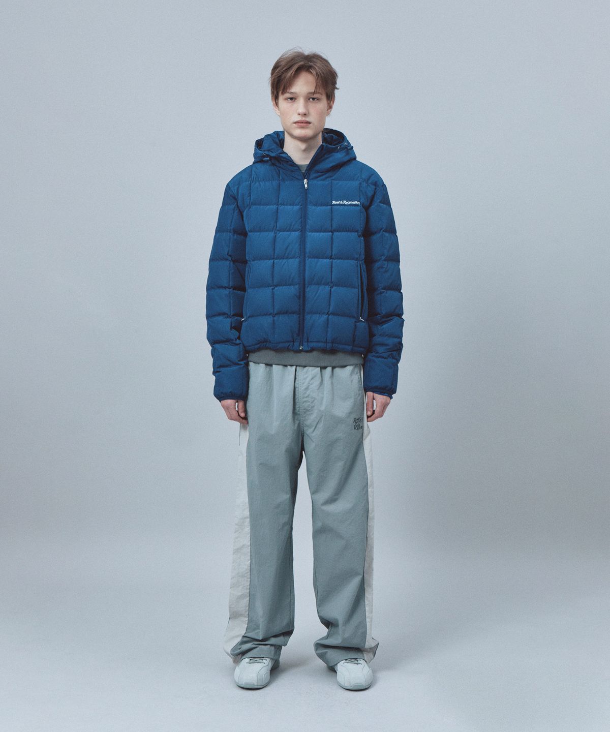 레스트앤레크레이션(REST&RECREATION) SQUARE QUILTED HOOD DOWN JACKET - BLUE