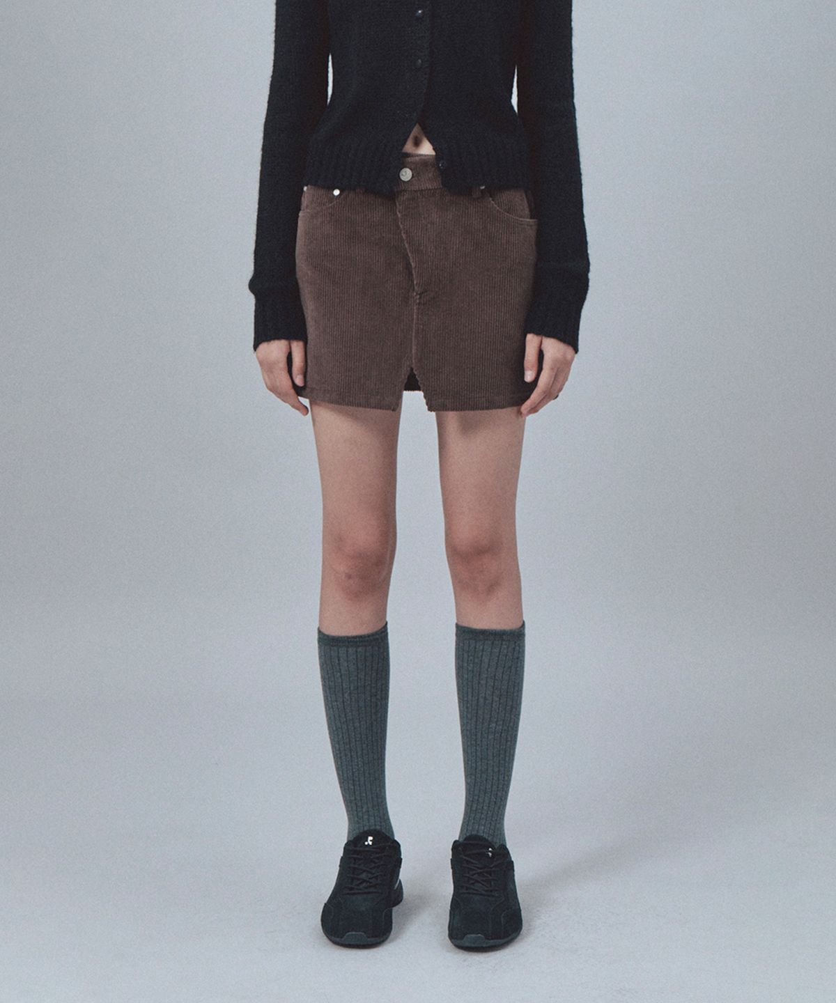 레스트앤레크레이션(REST&RECREATION) CODUROY UNBALANCE SKIRT - BROWN