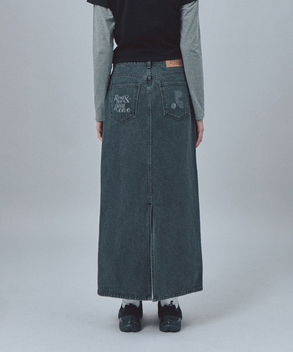 레스트앤레크레이션(REST&RECREATION) DENIM MAXI SKIRT - BLACK