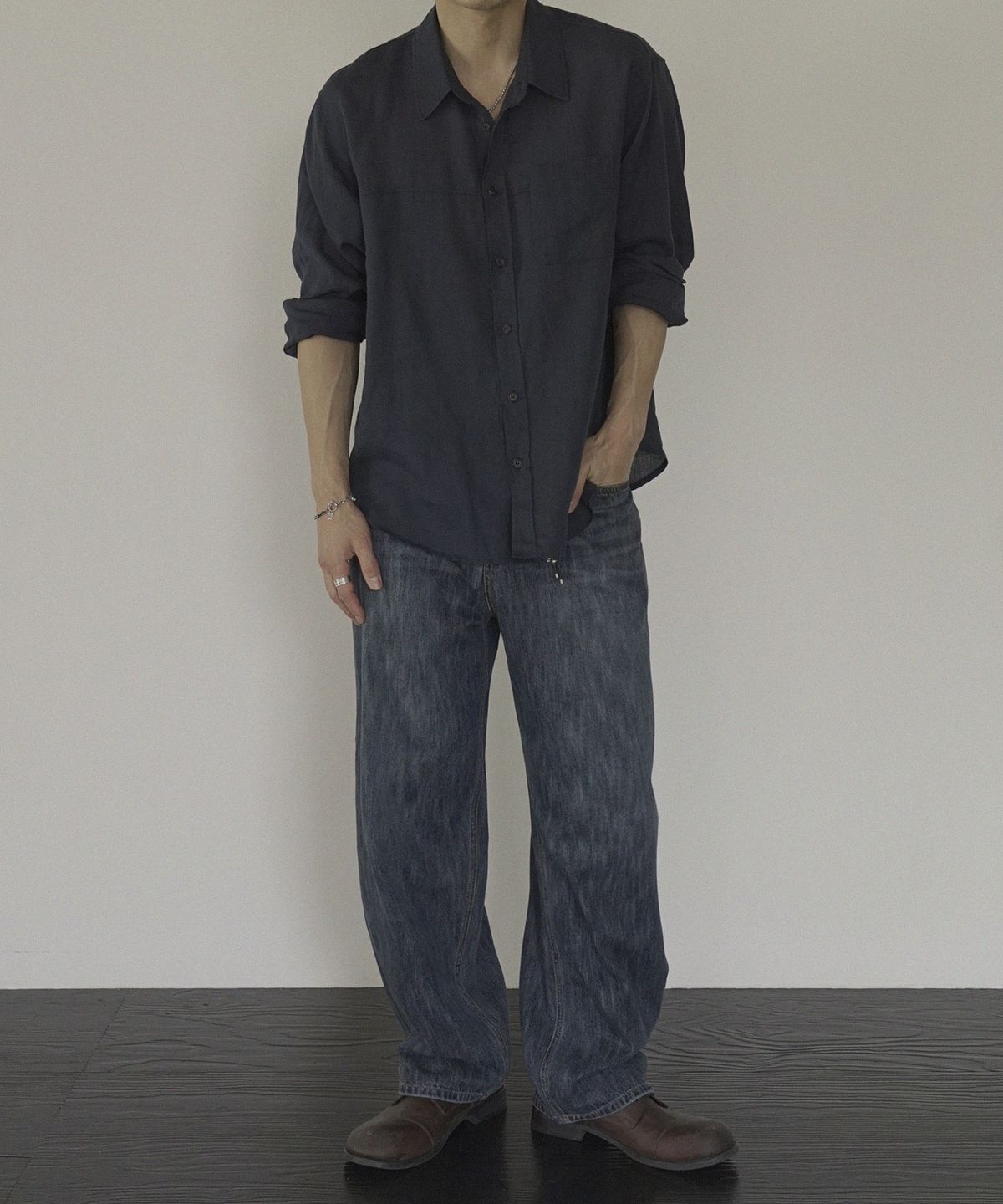 시도(SIIIIDO) REY CHEST CT LINE PURE LINEN SHIRT #1
