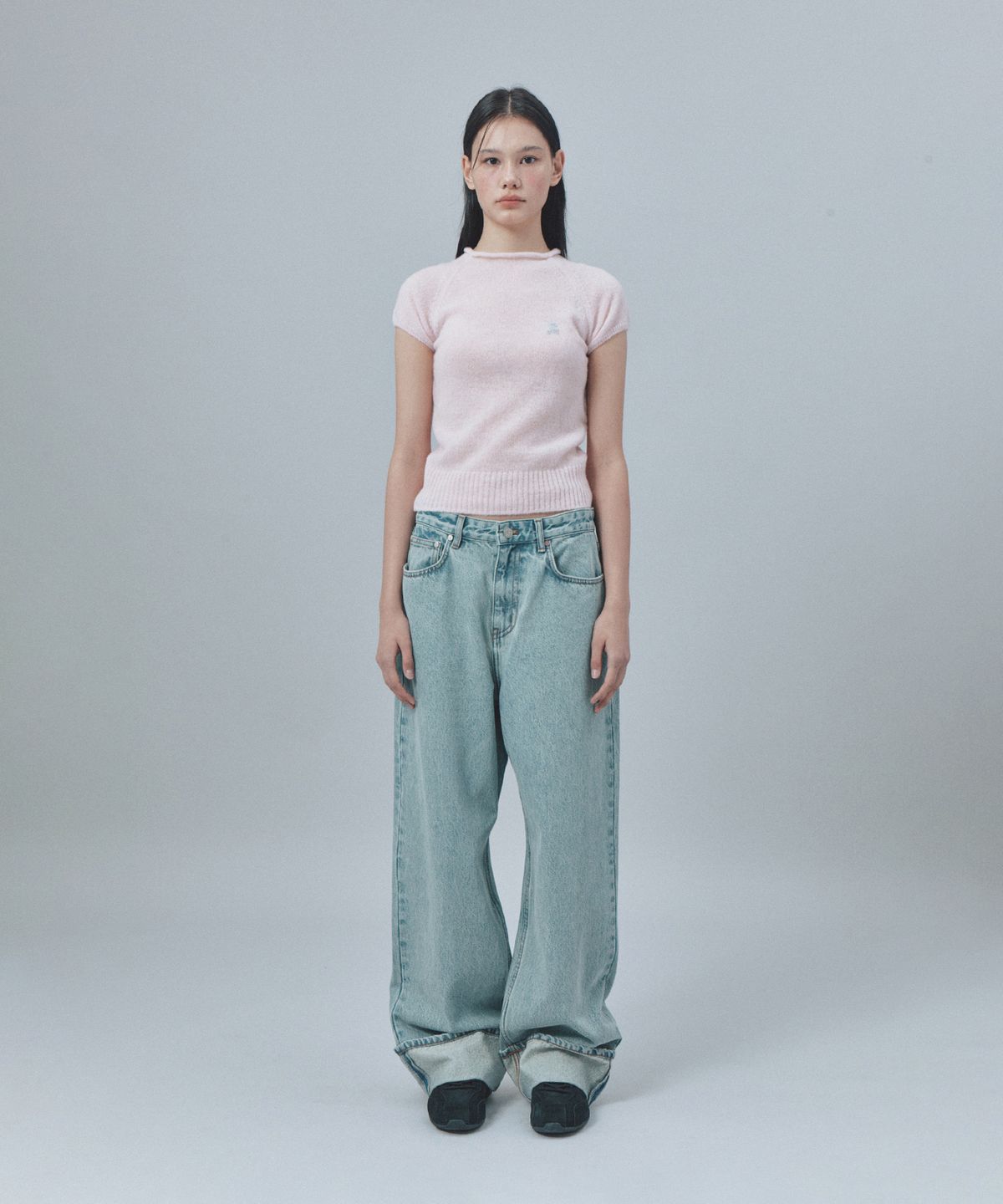 레스트앤레크레이션(REST&RECREATION) ROLL-UP WIDE JEANS - LIGHT BLUE