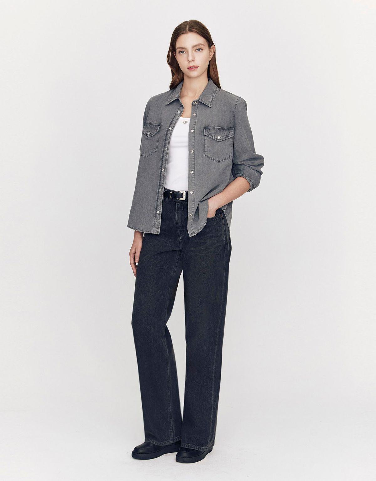 지오다노(GIORDANO) 웨스턴 데님 셔츠 345906 [3color]