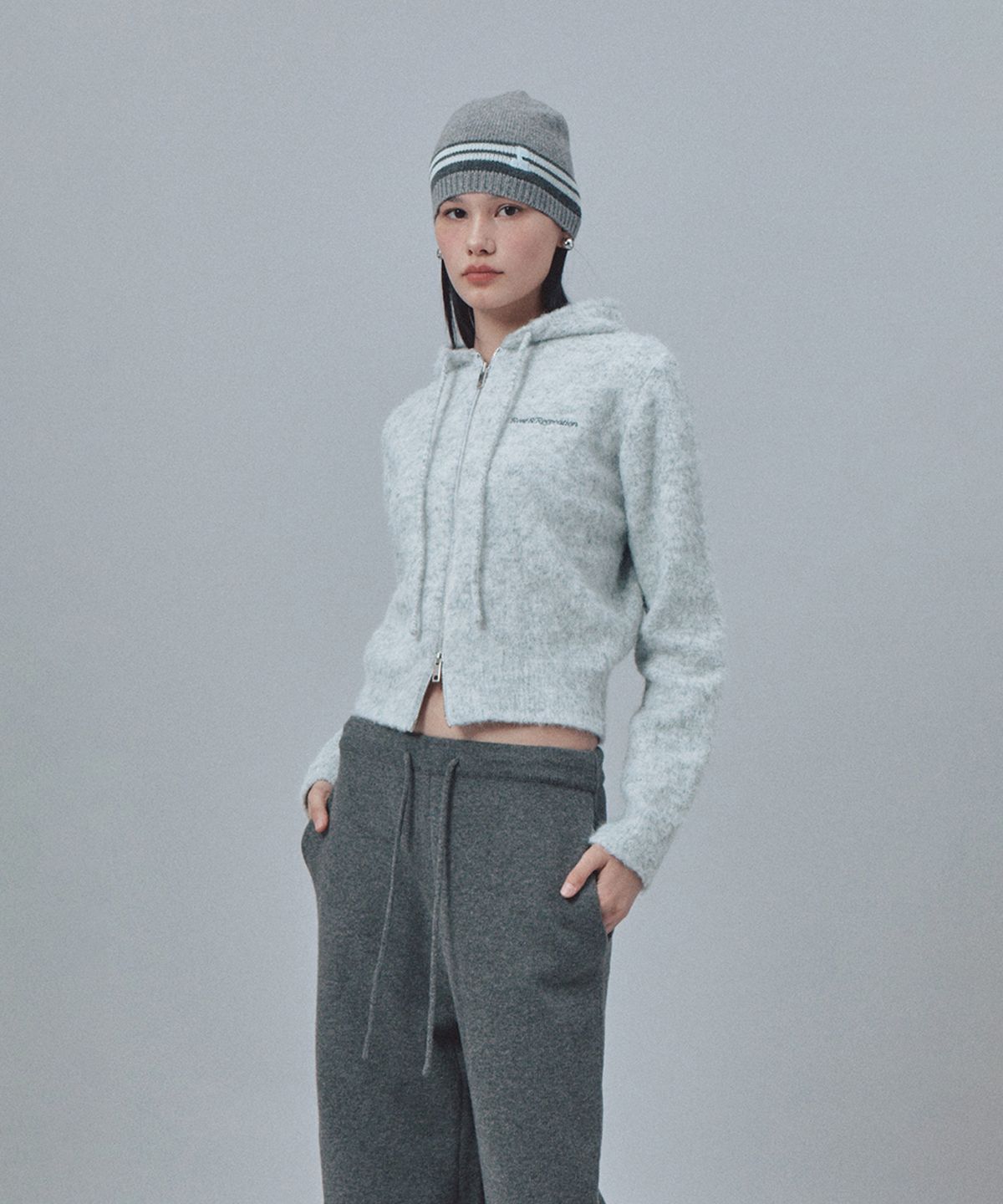 레스트앤레크레이션(REST&RECREATION) LINE COLORATION BEANIE - GREY