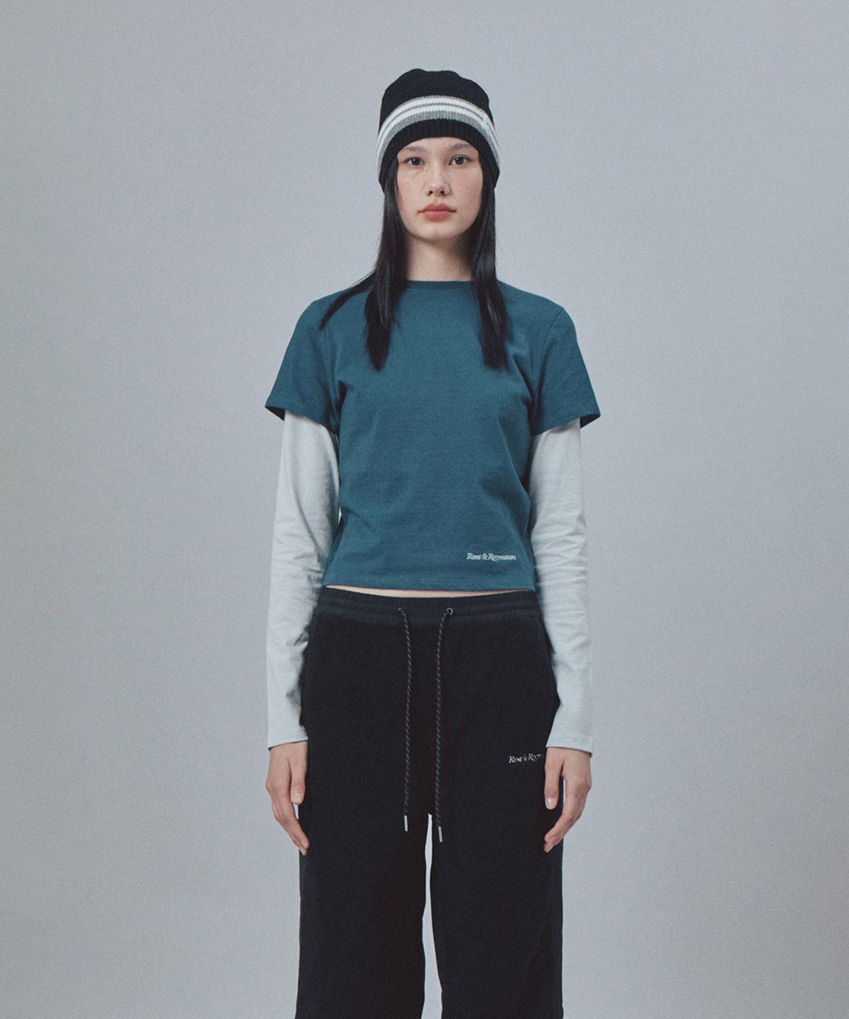 레스트앤레크레이션(REST&RECREATION) LINE COLORATION BEANIE - BLACK