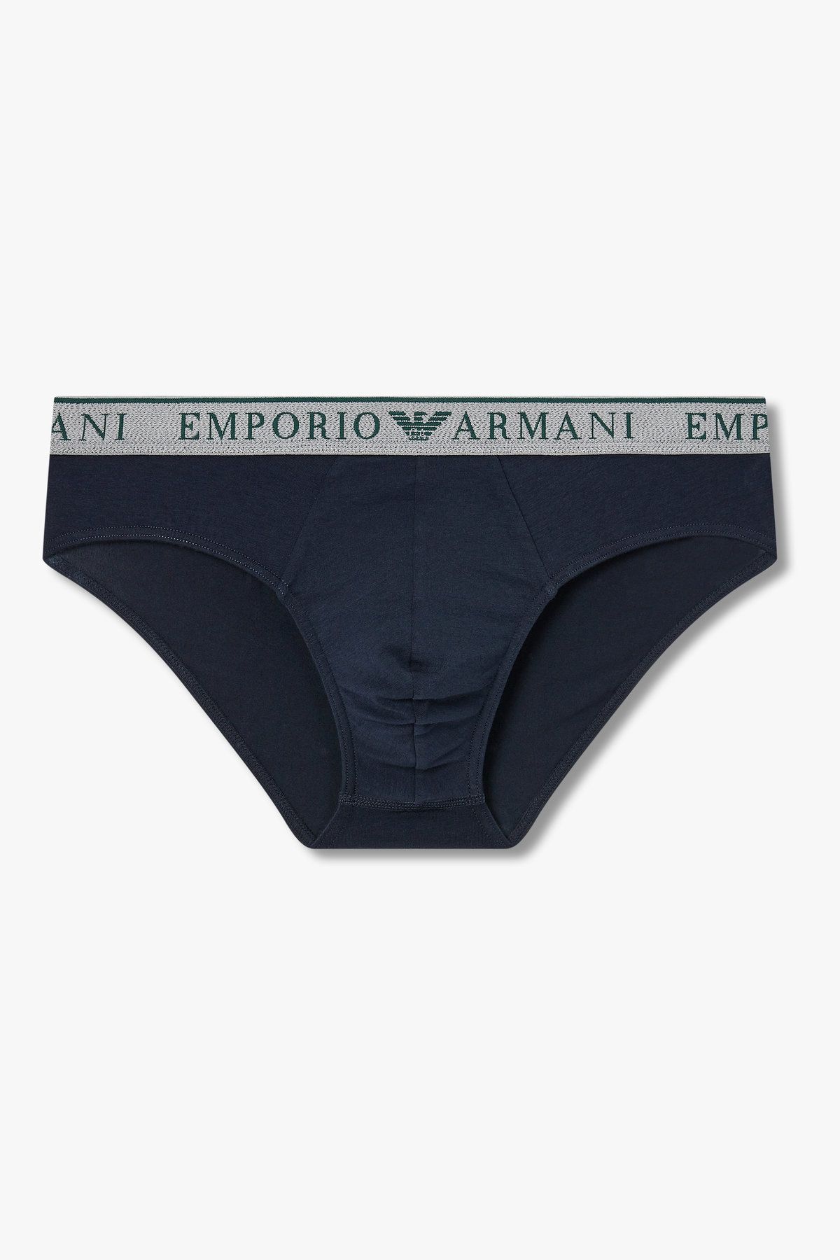 엠포리오 아르마니 언더웨어(EMPORIO ARMANI UNDERWEAR) 남성 라인 로고 밴딩 코튼 브리프_블루 0815311003