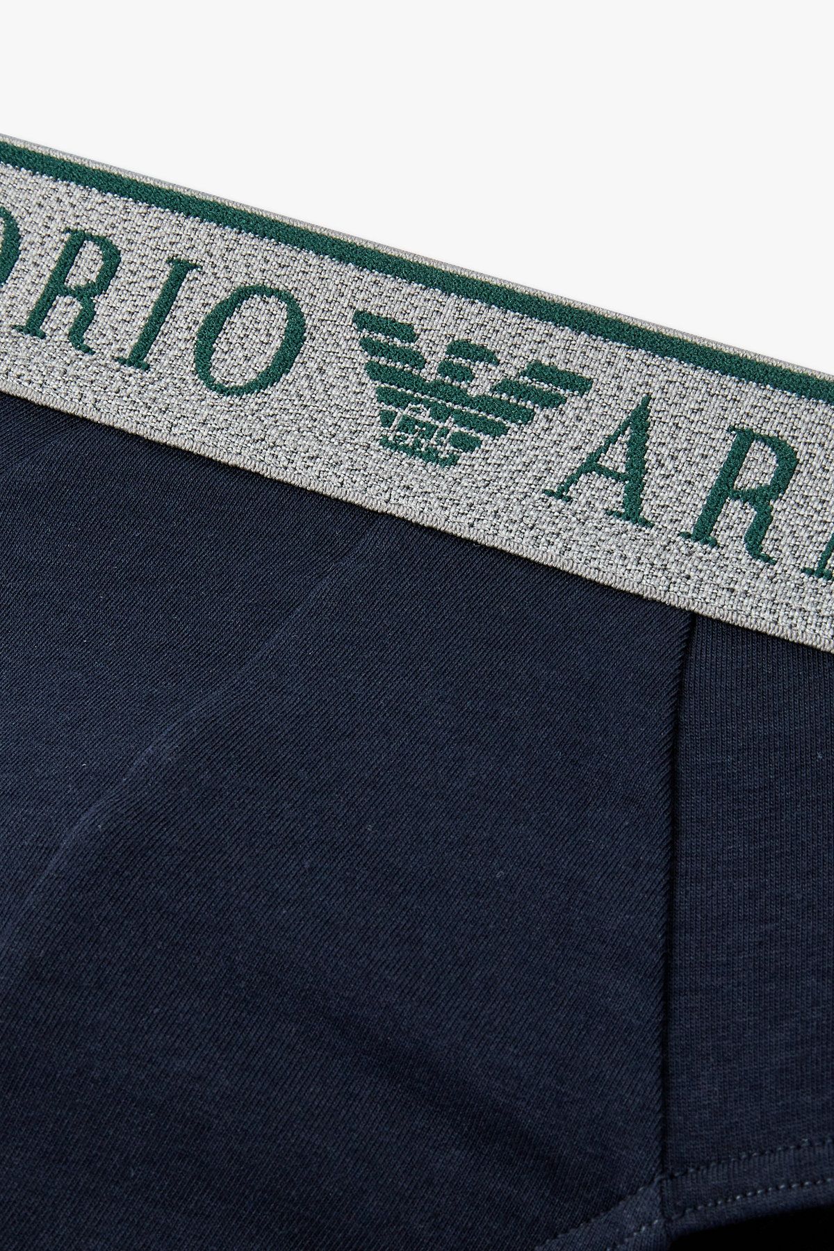 엠포리오 아르마니 언더웨어(EMPORIO ARMANI UNDERWEAR) 남성 라인 로고 밴딩 코튼 브리프_블루 0815311003