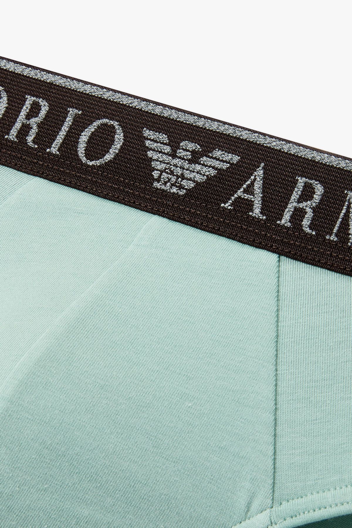 엠포리오 아르마니 언더웨어(EMPORIO ARMANI UNDERWEAR) 남성 라인 로고 밴딩 코튼 브리프_민트 0815311002