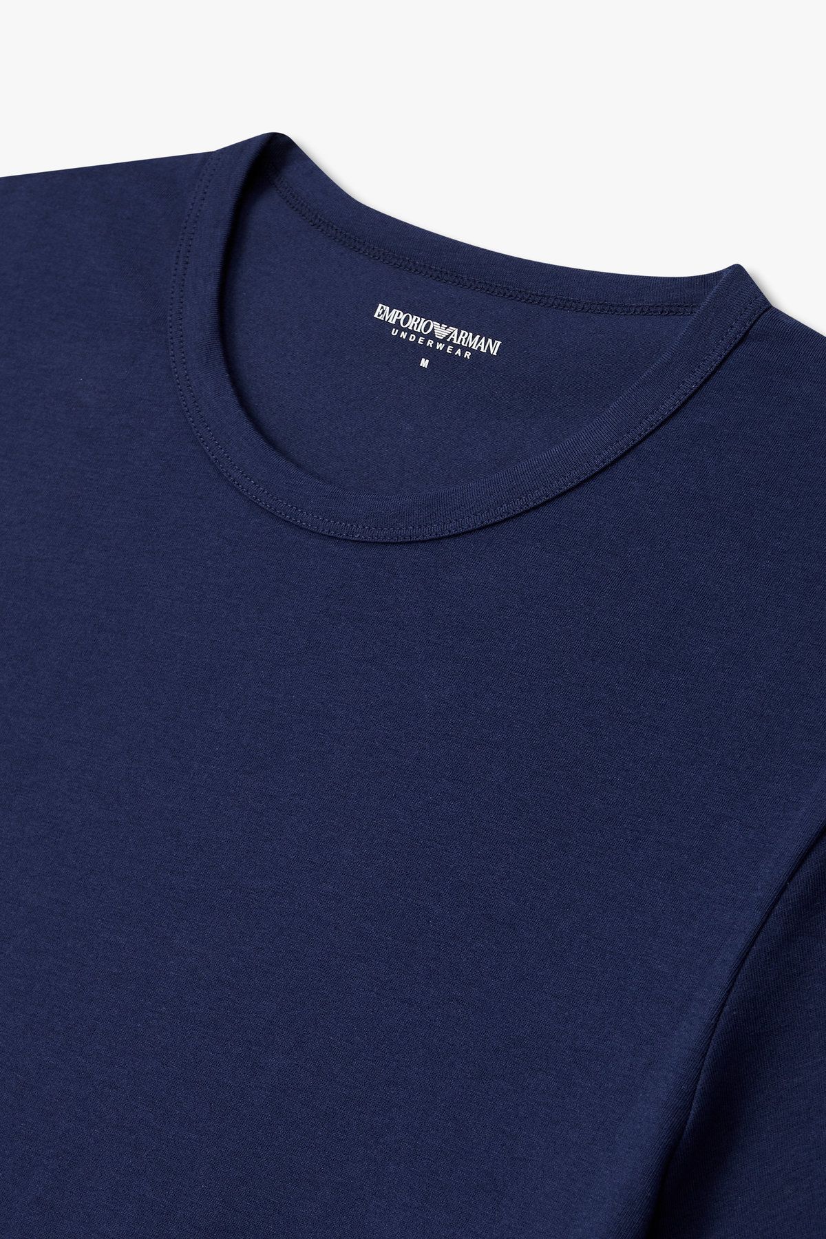 엠포리오 아르마니 언더웨어(EMPORIO ARMANI UNDERWEAR) 남성 이글 로고 패치 라운지 티셔츠_네이비 0815334011