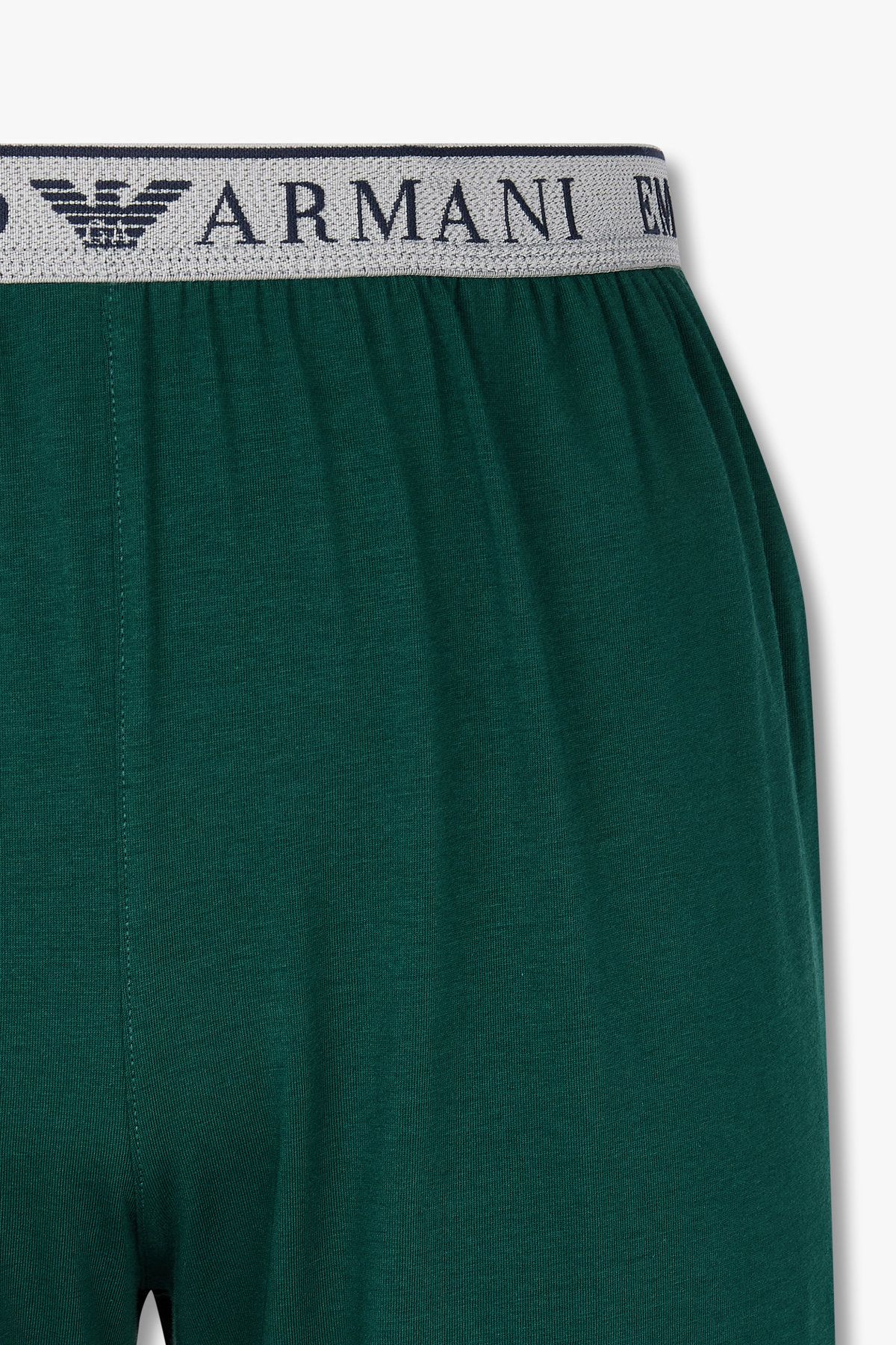 엠포리오 아르마니 언더웨어(EMPORIO ARMANI UNDERWEAR) 남성 로고 밴딩 라운지 조거 팬츠_그린 0815332001
