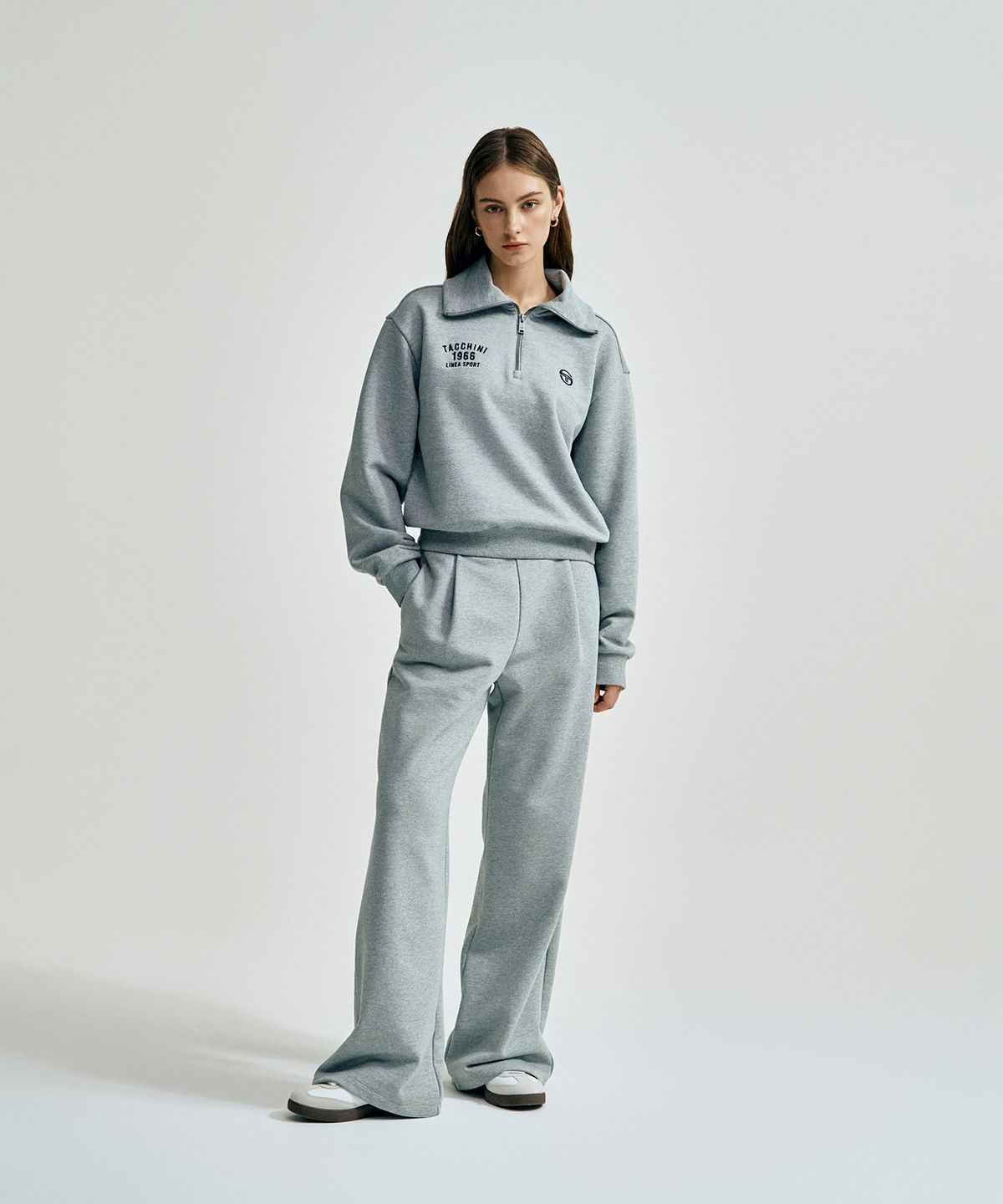 세르지오 타키니(SERGIO TACCHINI) W 쿠쉬라이트 프렌치 타키니 하프집 (Melange Grey)