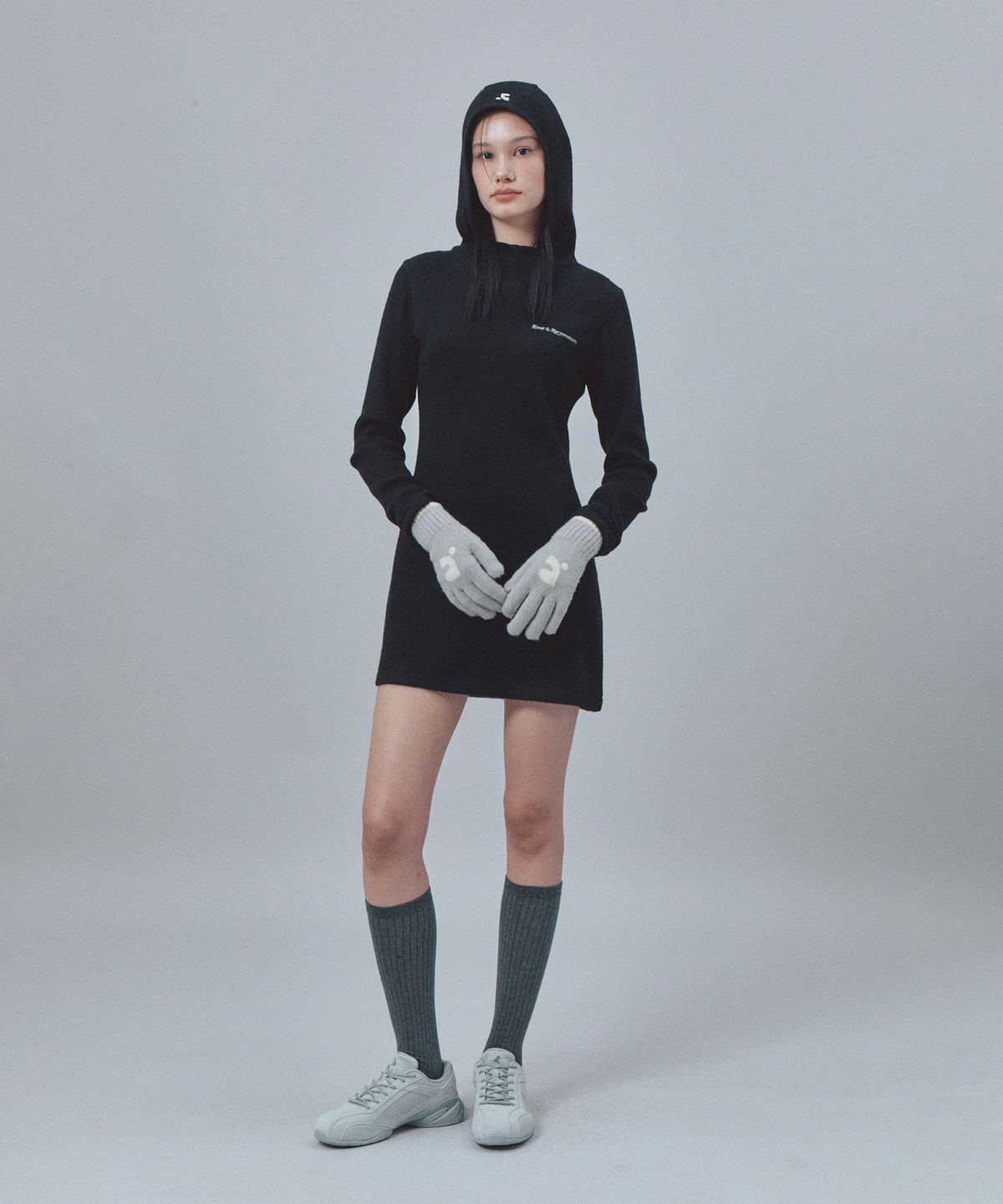 레스트앤레크레이션(REST&RECREATION) LOGO KNIT GLOVE - LIGHT GREY