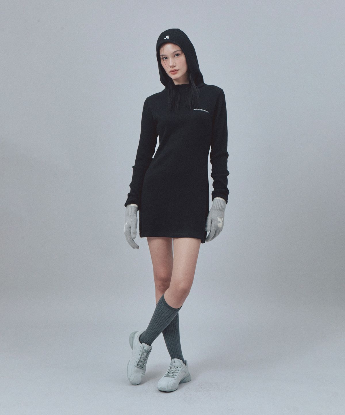 레스트앤레크레이션(REST&RECREATION) LOGO KNIT GLOVE - LIGHT GREY