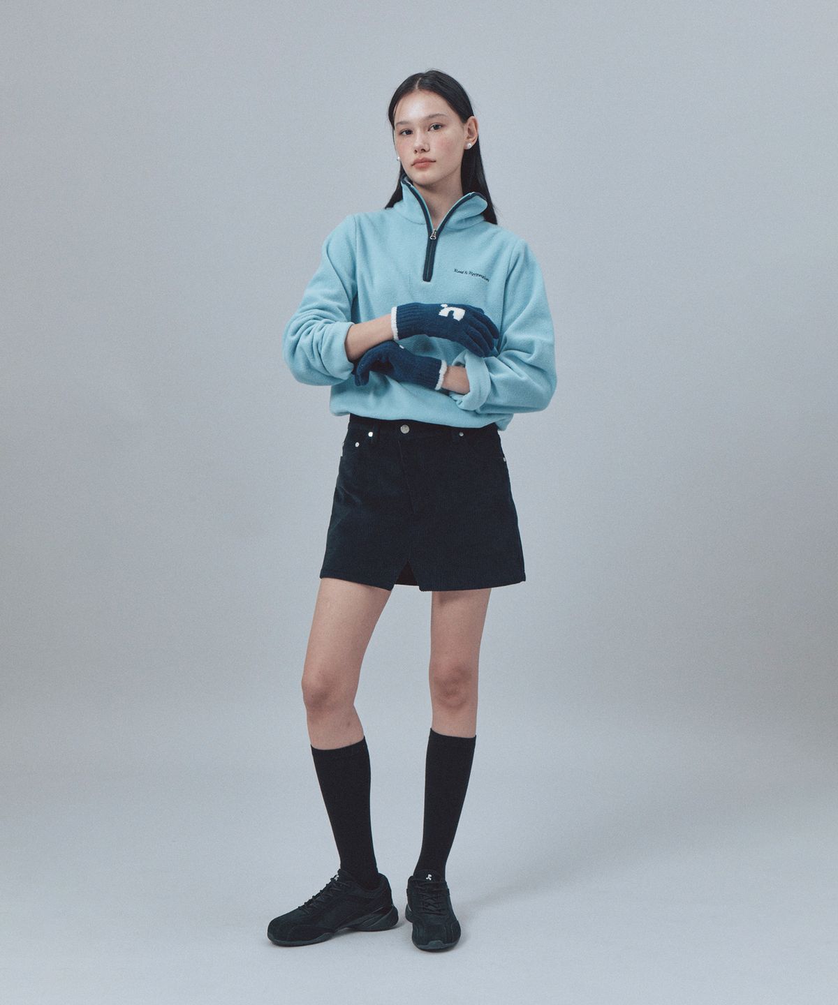 레스트앤레크레이션(REST&RECREATION) LOGO KNIT GLOVE - NAVY