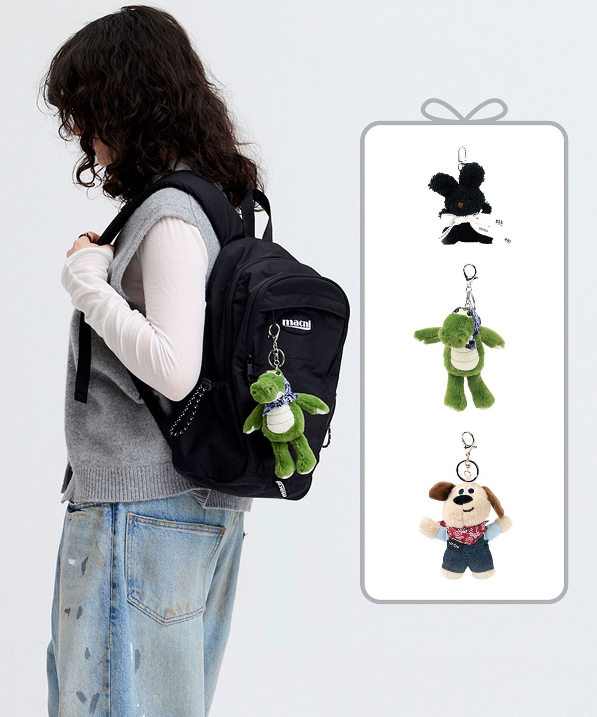 마크니(MACNI) [SET] MINI RABBIT & BANDANA CROC & HOWDIE DOG KEYRING SET