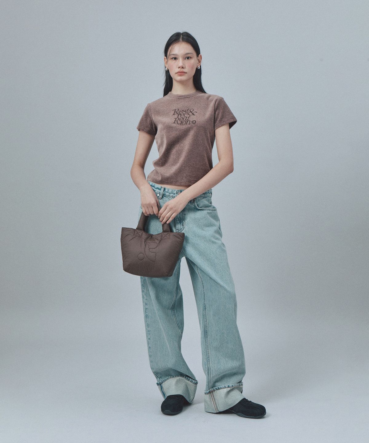 레스트앤레크레이션(REST&RECREATION) PUFFER MINI TOTE BAG - BROWN