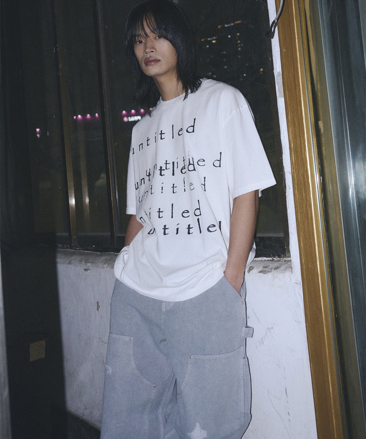 언타이틀 서울(UNTITLED SEOUL) 언타이틀 레이어 로고 피그먼트 워시 반팔 오프화이트