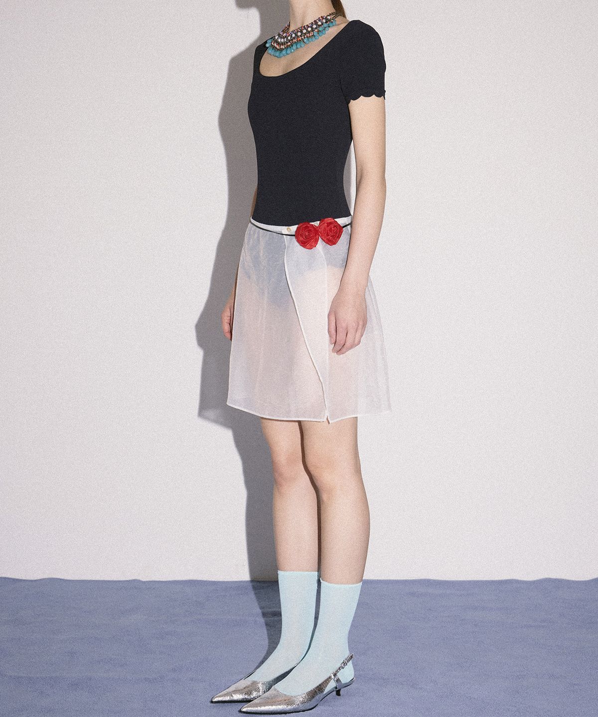 멜리앤로즈(MELLY&ROSE) 로즈 시스루 랩스커트(304787)