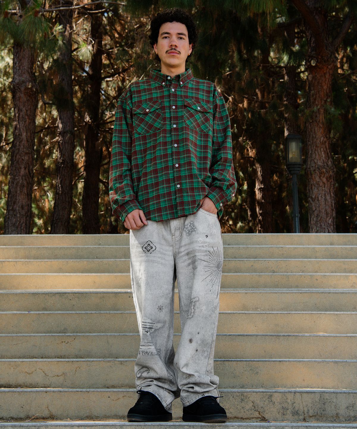 위캔더스(WKNDRS) CHECKERED SHIRT (GREEN)