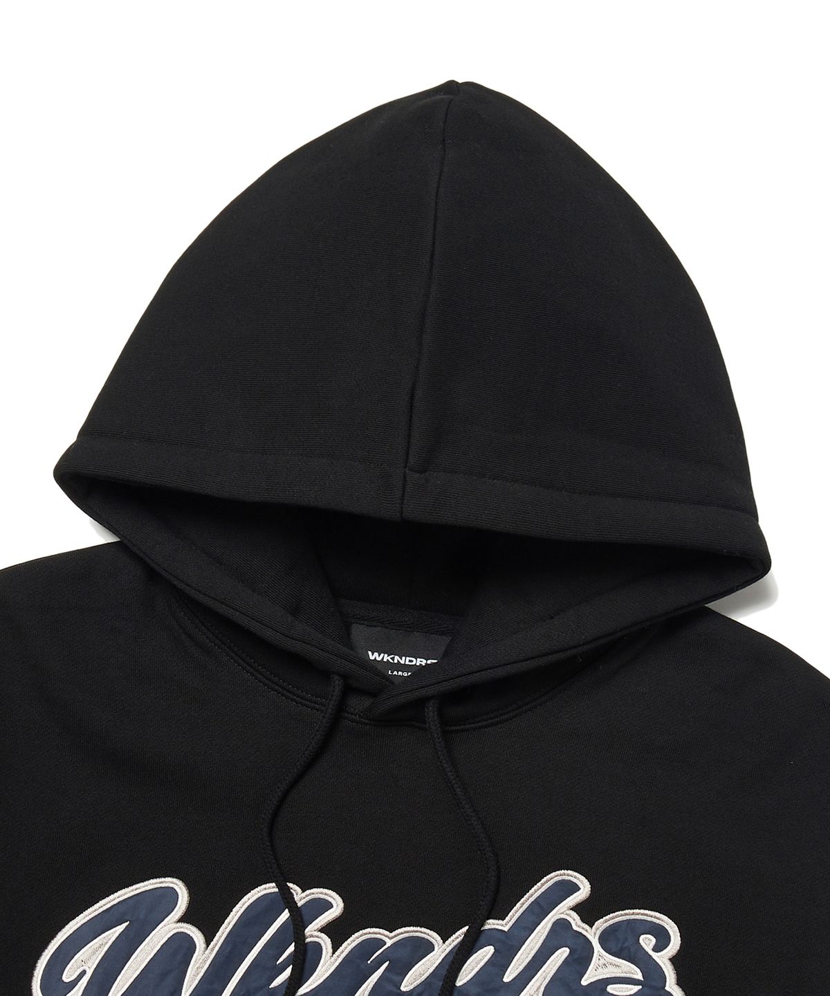 위캔더스(WKNDRS) BASEBALL APPLIQUE HOODIE (BLACK)