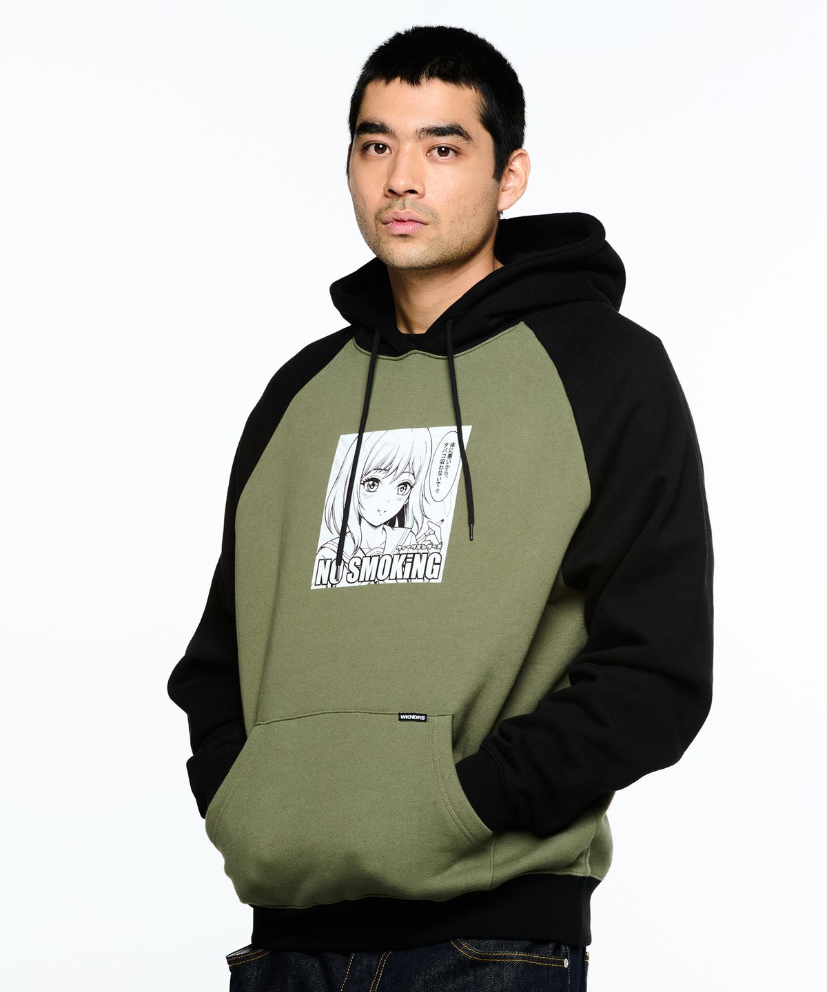 위캔더스(WKNDRS) NO SMOKING HOODIE (KHAKI)