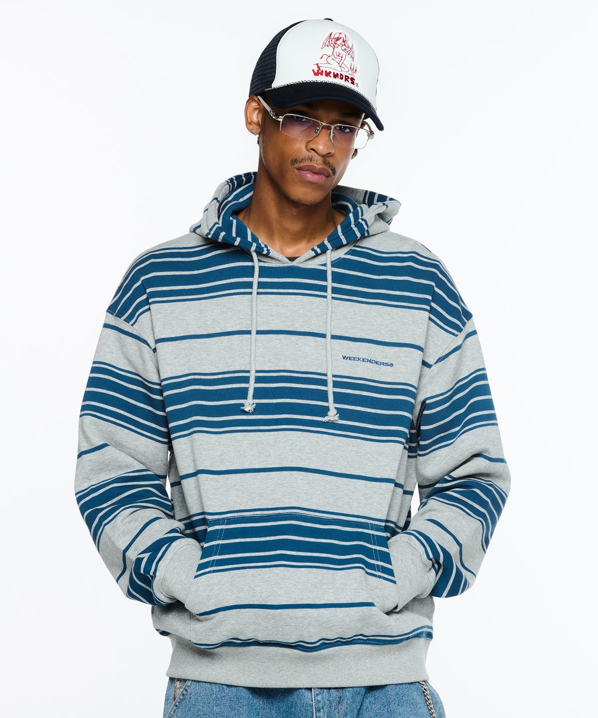 위캔더스(WKNDRS) STRIPED HOODIE (GREY)