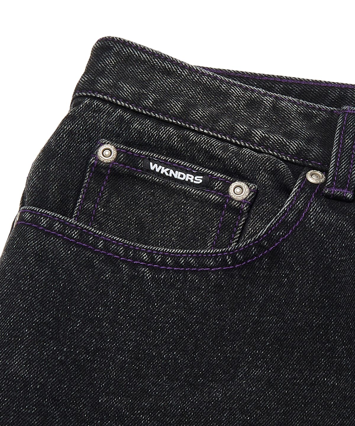 위캔더스(WKNDRS) COBWEB DENIM PANTS (BLACK)
