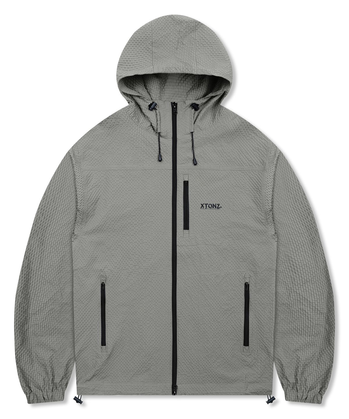 엑스톤즈(XTONZ) XJ132 체크 링클 윈드브레이커 (WARM GRAY)