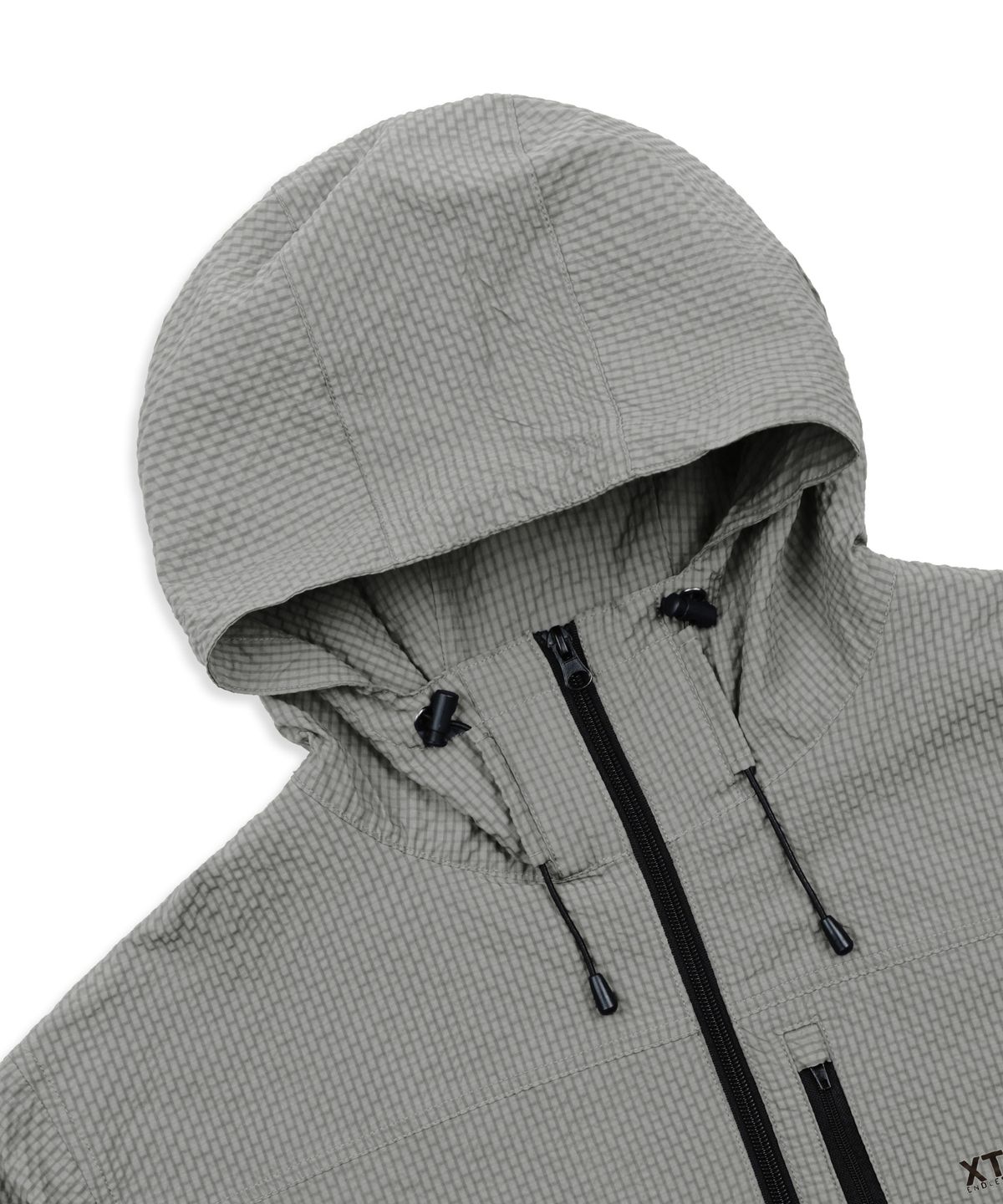 엑스톤즈(XTONZ) XJ132 체크 링클 윈드브레이커 (WARM GRAY)