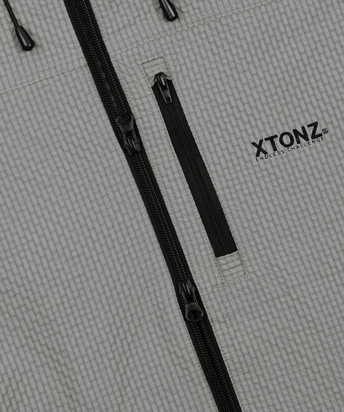 엑스톤즈(XTONZ) XJ132 체크 링클 윈드브레이커 (WARM GRAY)