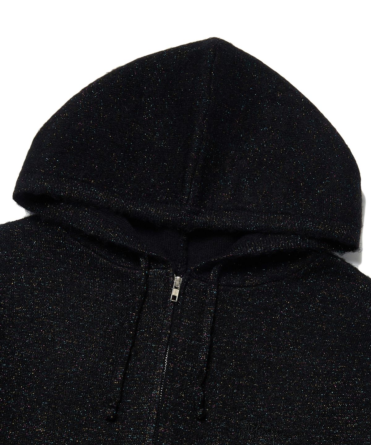 위캔더스(WKNDRS) METALIC KNITTED ZIPUP HOODIE (BLACK)