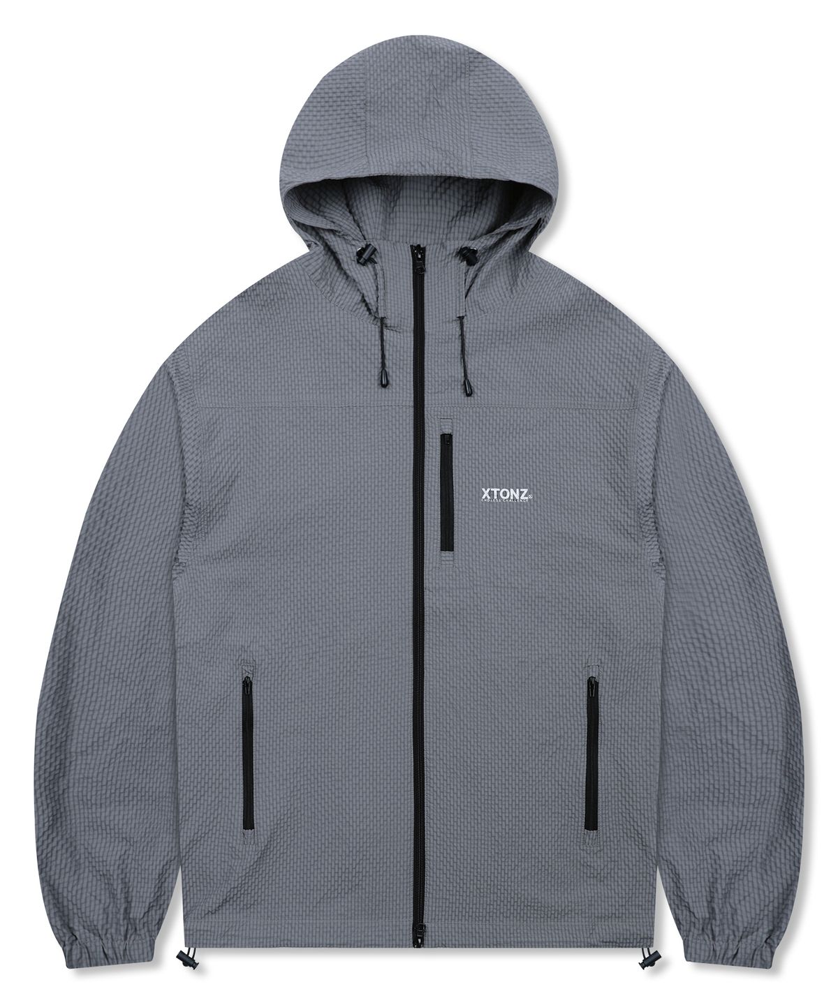 엑스톤즈(XTONZ) XJ132 체크 링클 윈드브레이커 (CHARCOAL)