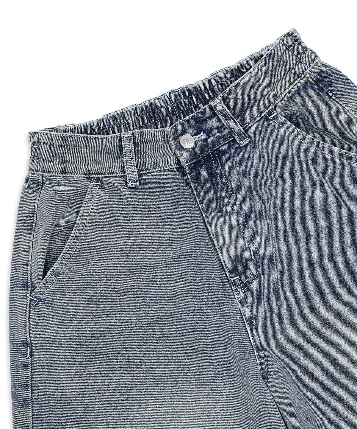 엑스톤즈(XTONZ) XP302 실버 페인팅 벌룬 데님 팬츠 (BLUE)