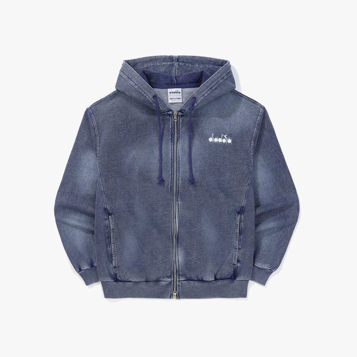 디아도라(diadora) 스프레이 워싱 데님 스웻 후드집업 DENIM