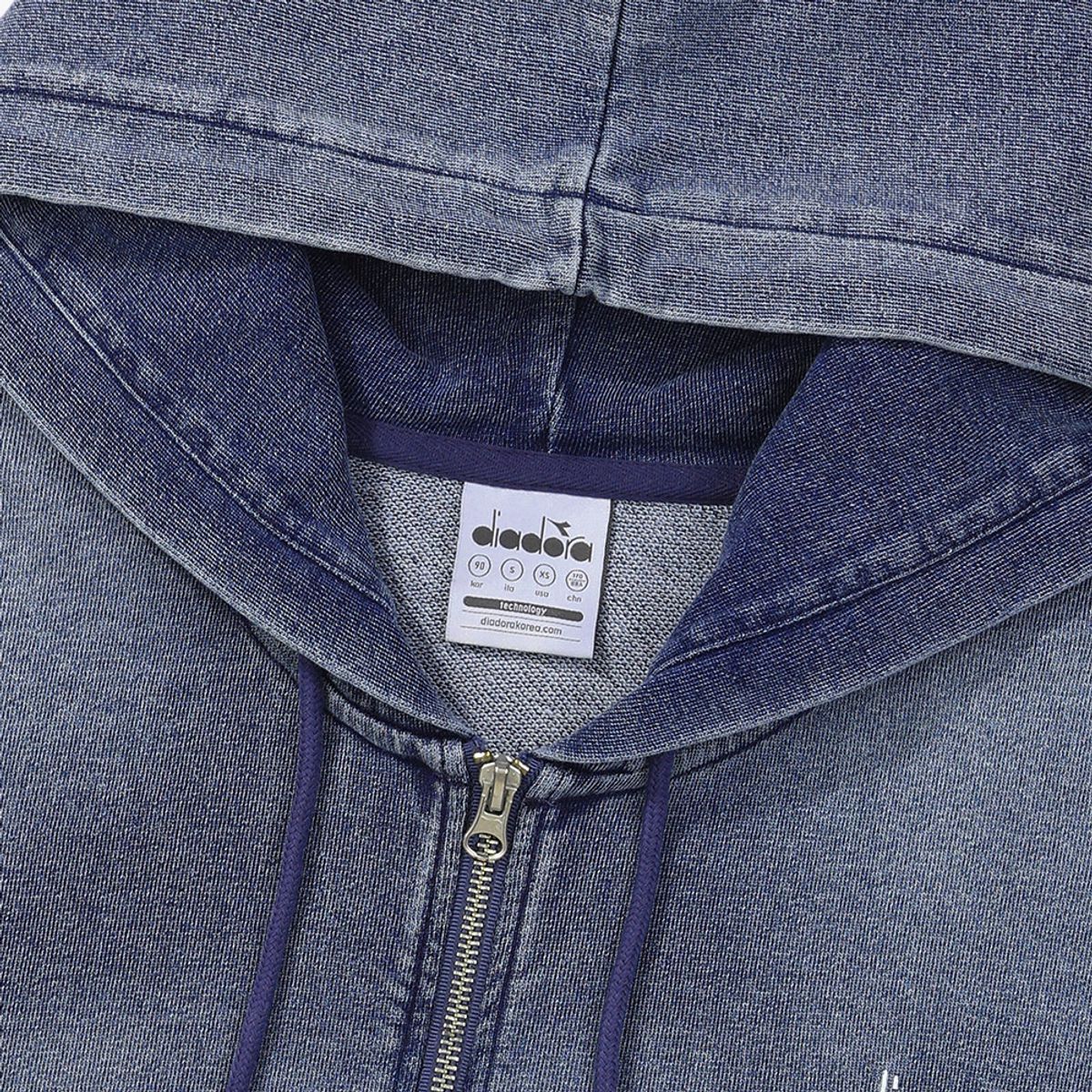 디아도라(diadora) 스프레이 워싱 데님 스웻 후드집업 DENIM