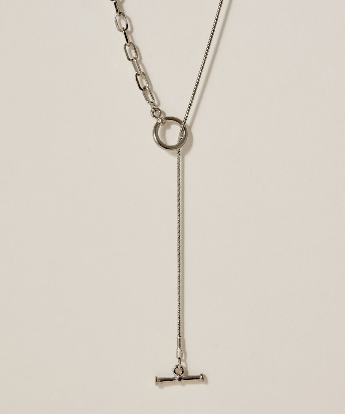 노비스도쿄(NOVICE TOKYO) 믹스 롱 체인 목걸이 Mix Long Chain Necklace / Silver