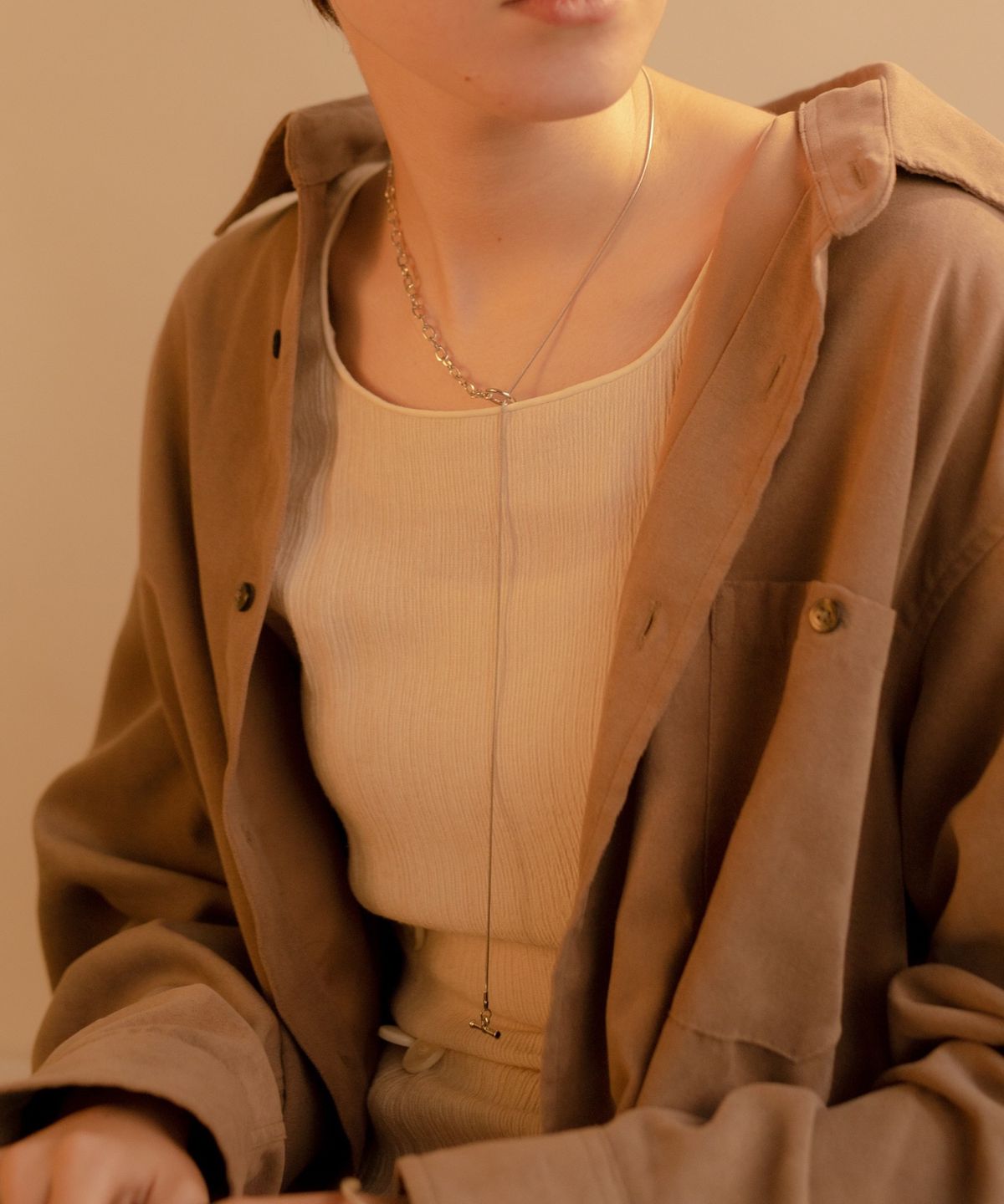 노비스도쿄(NOVICE TOKYO) 믹스 롱 체인 목걸이 Mix Long Chain Necklace / Silver