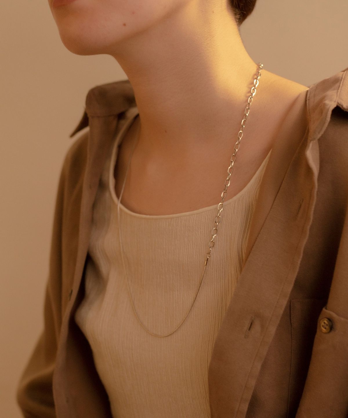 노비스도쿄(NOVICE TOKYO) 믹스 롱 체인 목걸이 Mix Long Chain Necklace / Silver