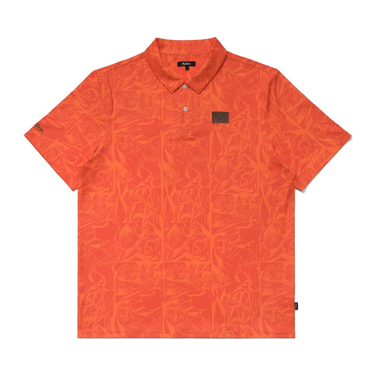 말본 골프(MALBON GOLF) [HUNT CLUB] 패턴 카라 티셔츠 ORANGE (MAN)