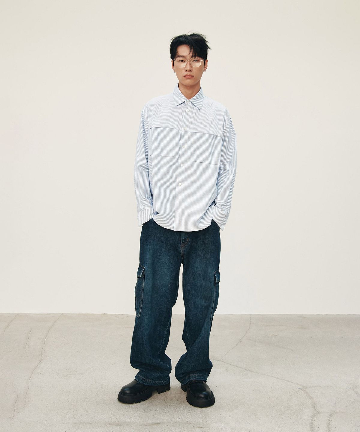 스튜디오 톰보이(STUDIO TOMBOY) [MEN] 옥스포드 스트라이프 셔츠_블루 9155321202