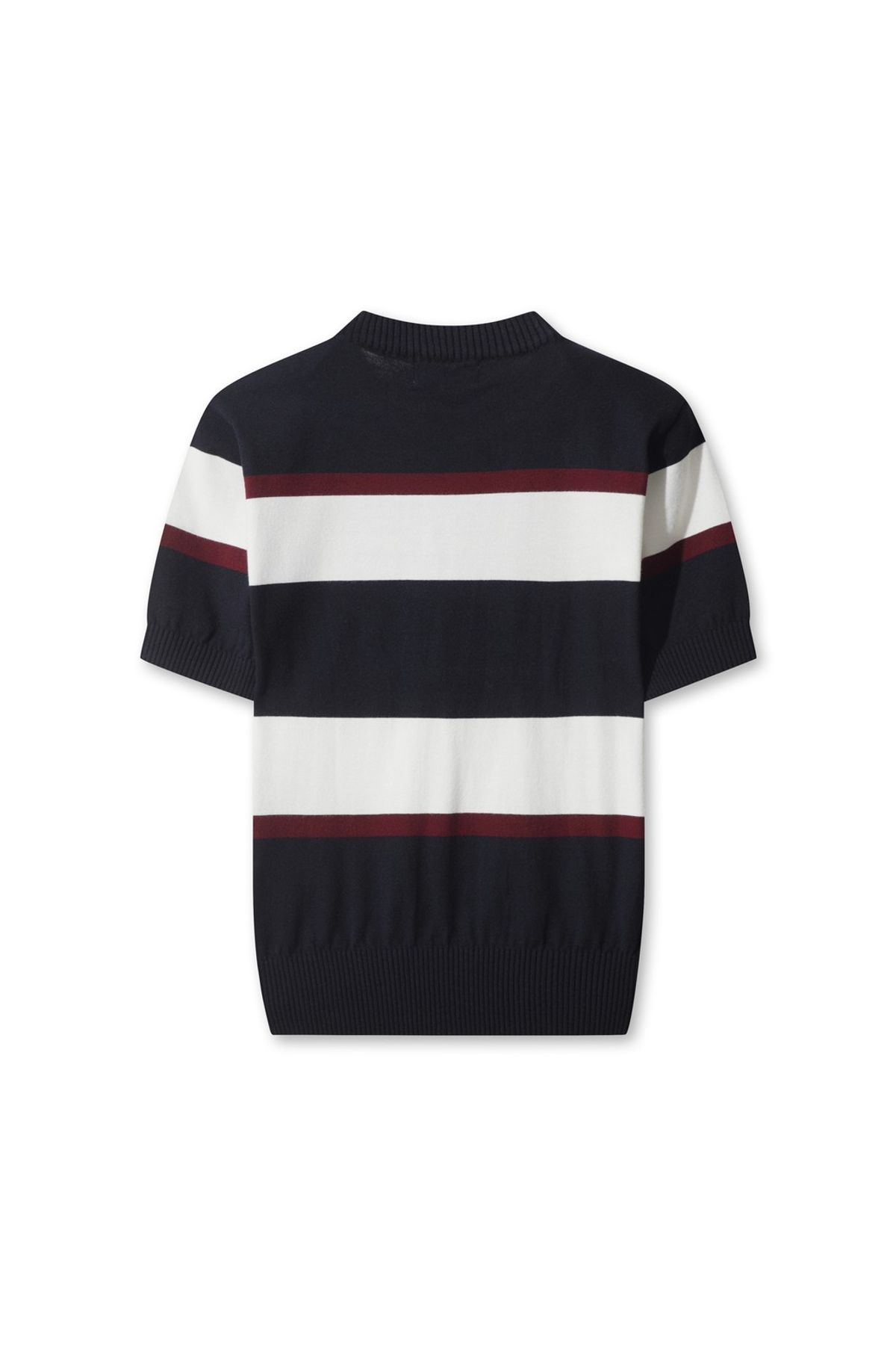 왁(WAAC) Women Bold Stripes Short Sleeve Sweater WWWAA25602NYD