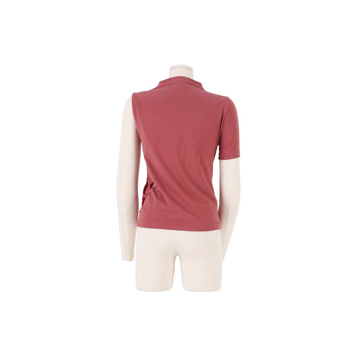 웻진스(WETGENES) 컷아웃 디테일의 하이넥 티셔츠 (RED)