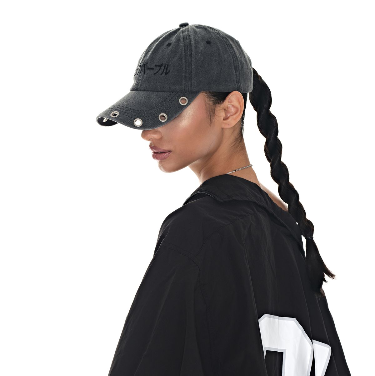 블랙 퍼플(BLACK PURPLE) 쿠로 아일렛 캡 Kuro Eyelet Cap_CHARCOAL