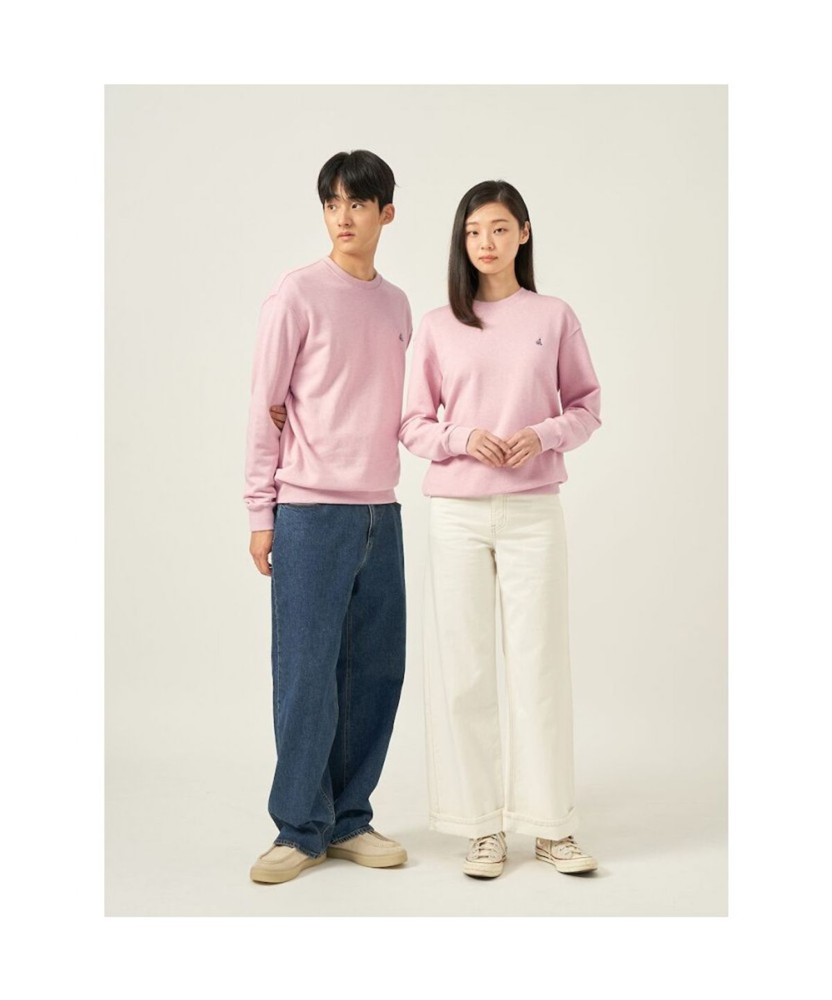 빈폴 멘(BEANPOLE MEN) [Essential] 남녀공용 로고 자수 스웨트 셔츠  핑크