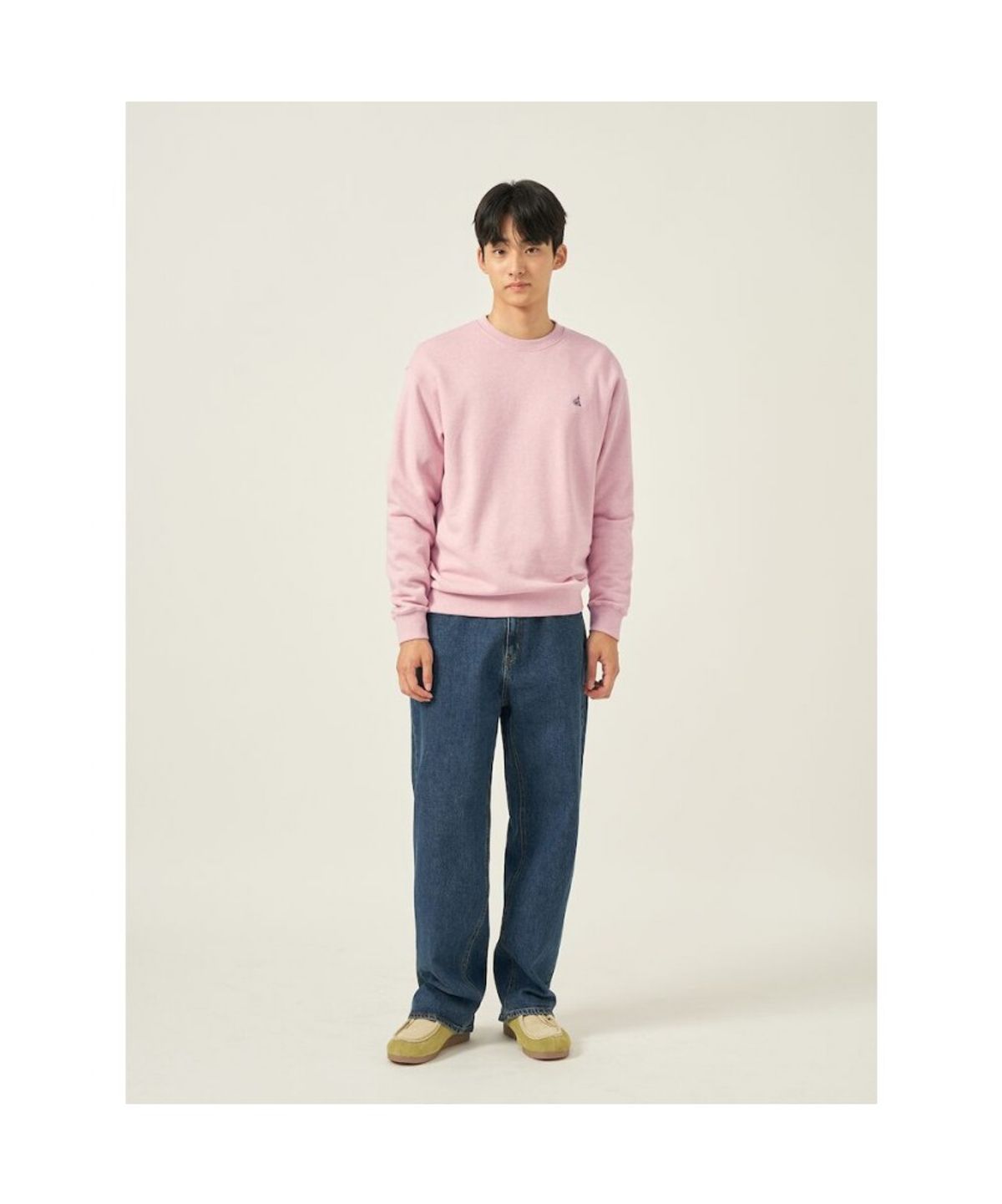 빈폴 멘(BEANPOLE MEN) [Essential] 남녀공용 로고 자수 스웨트 셔츠  핑크